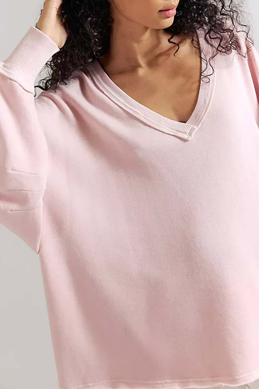 We The Free Free People Venice V-Neck Sweatshirt Size XS Pink
